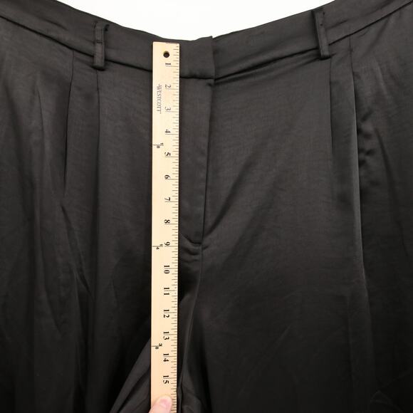 Vince Camuto Dress Pants Black Wide Leg Front Pleat Satin Trouser Pockets 24W - Picture 5 of 16